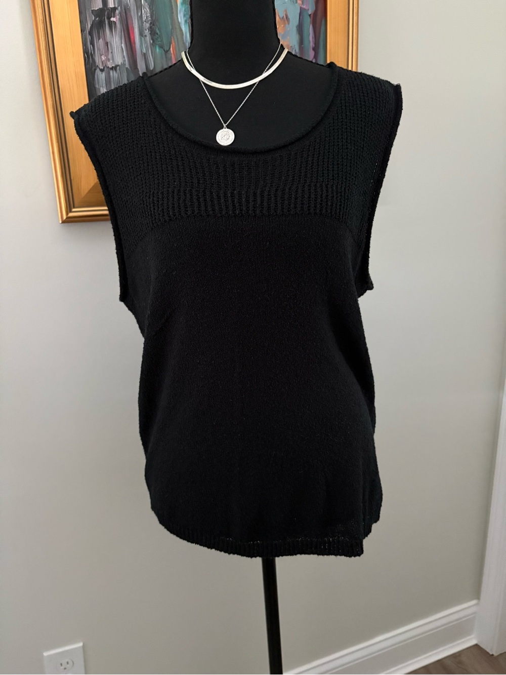 eesome Black Knit Sleeveless Tank Top
